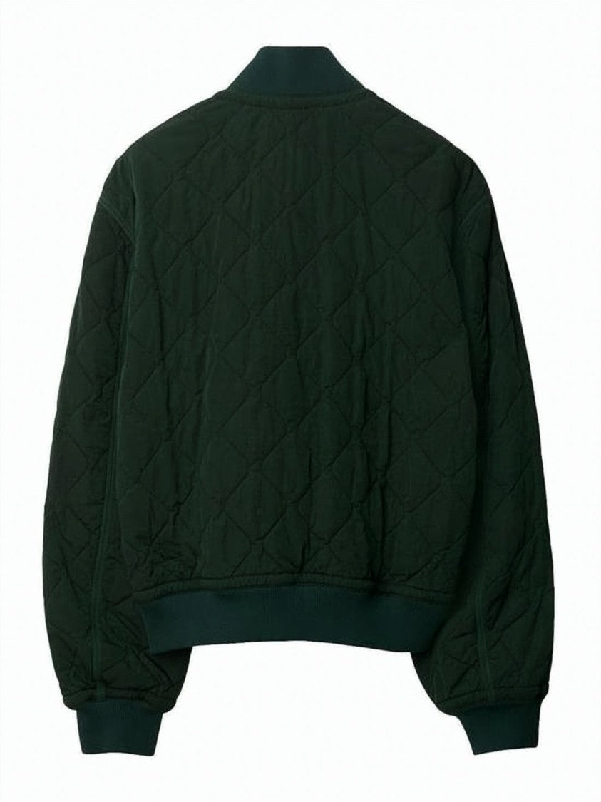 Burberry Quilted Bomber Jacket With Minimalist Design And Diamond Stitching
