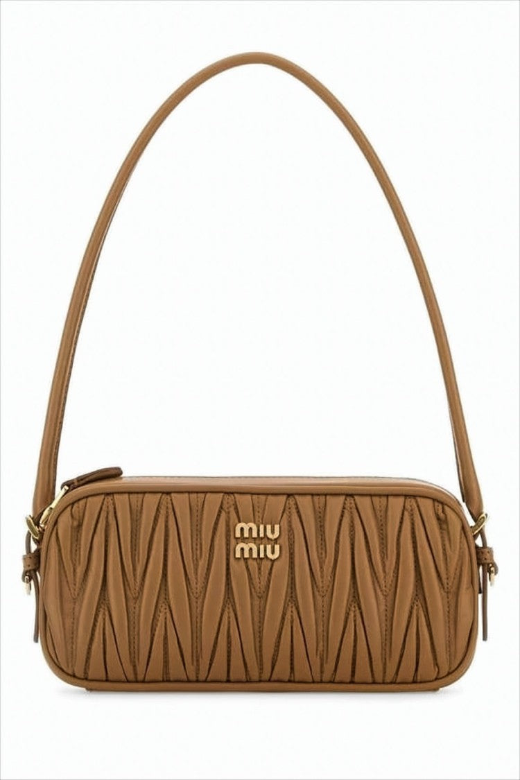 Miu Miu Ruched Lambskin Leather Shoulder Bag