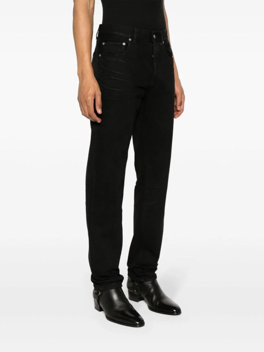 Saint Laurent Black Straight-Leg Structured Denim Jeans