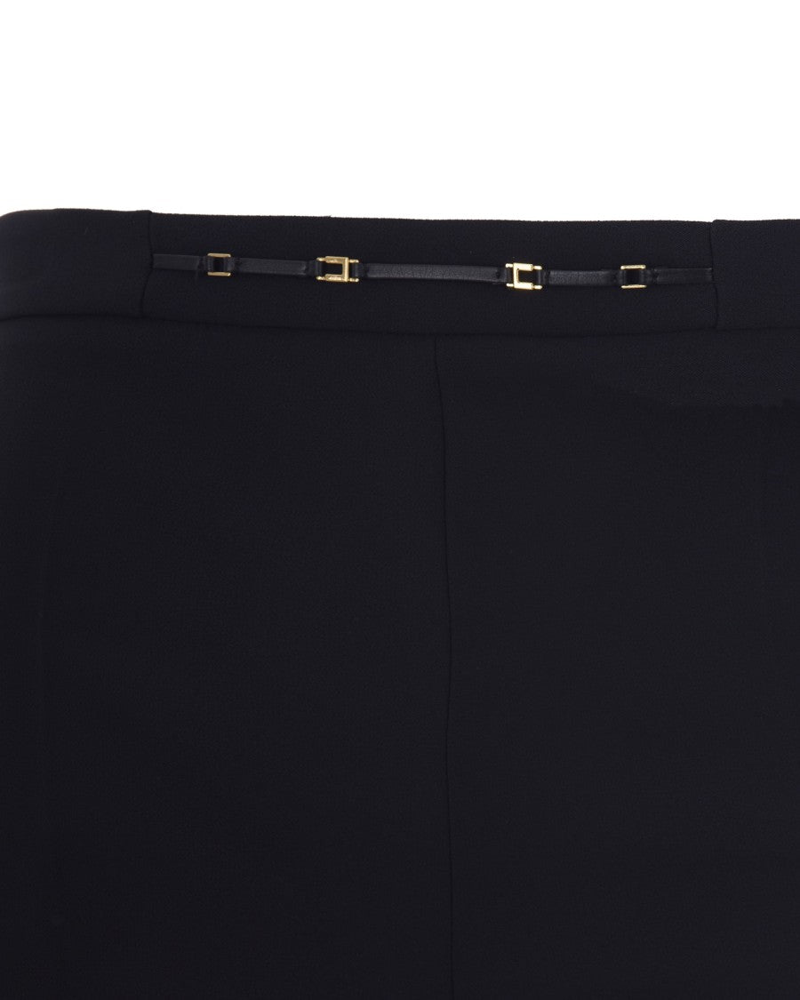 Elisabetta Franchi Black Trumpet Polyester Flared Pants