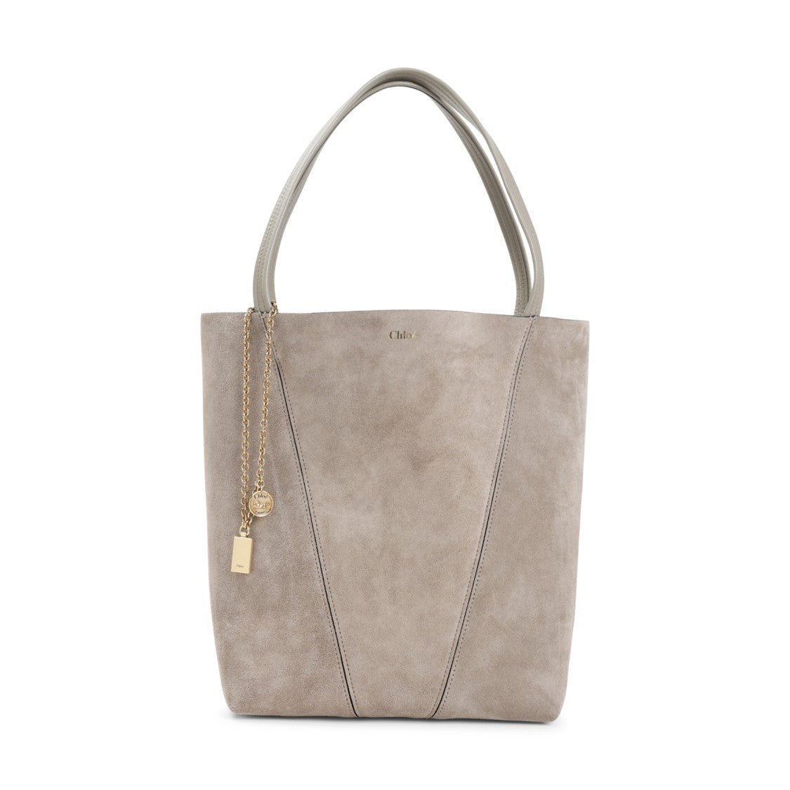 Chloé Motty Grey Suede Calf Leather Spin Shoulder Bag