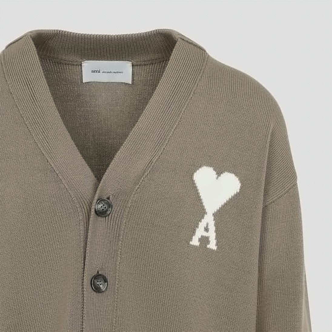 Ami Paris Iconic Heart Emblem V-Neck Cardigan