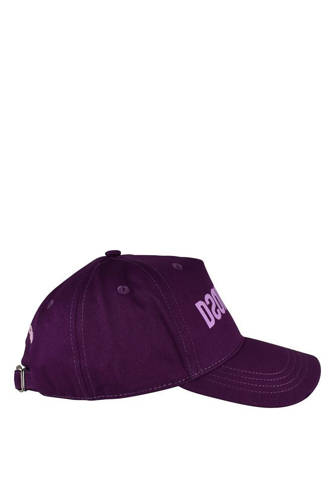 Dsquared2 Deep Purple Cotton Cap With Distressed Front