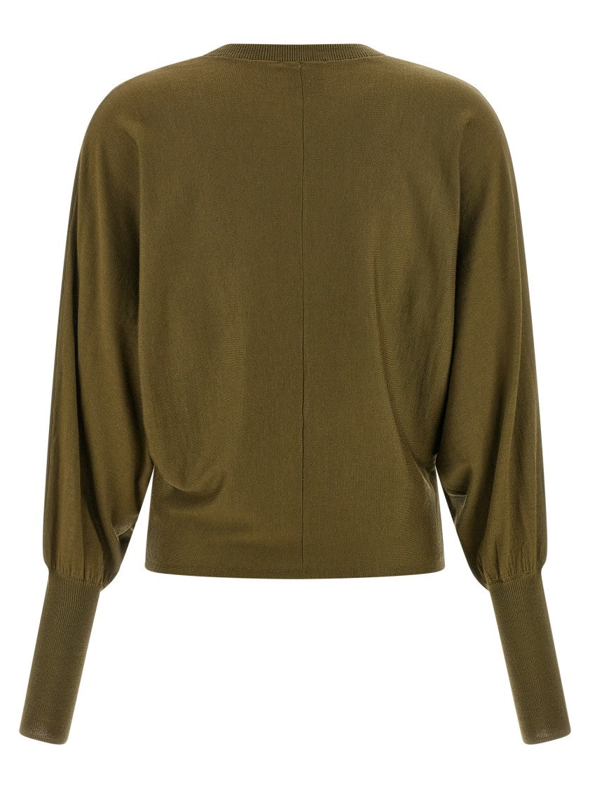 Nude Crewneck Wool Sweater With Bat Sleeves