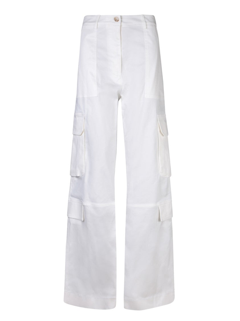 Blanca Vita White Cotton Blend Trousers