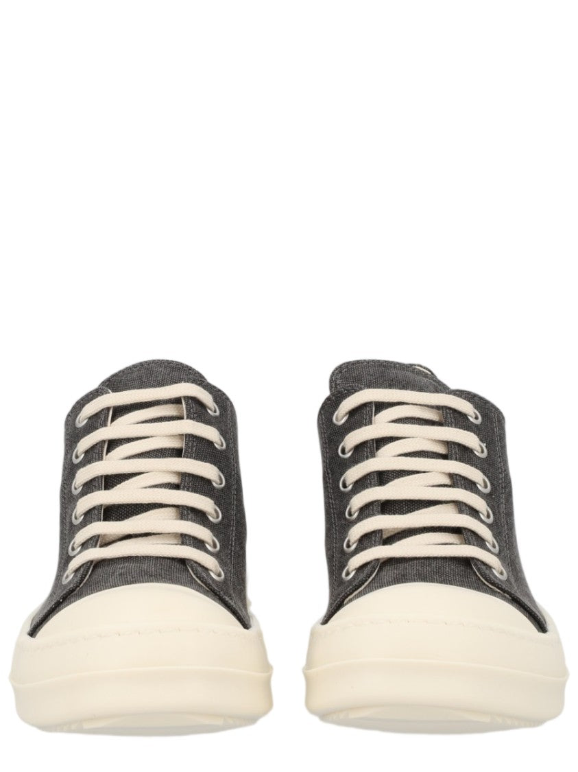 Drkshdw By Rick Owens Charcoal Cotton Textured Upper Low-Top Sneakers
