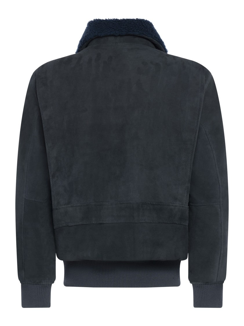 Franzese Collection Water-Repellent Suede Lambskin Bomber Jacket