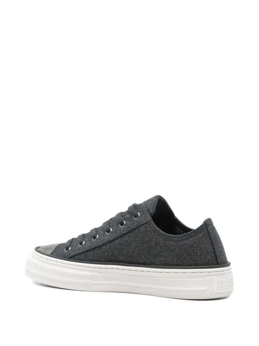 Brunello Cucinelli Grey Sneakers With Streamlined Silhouette