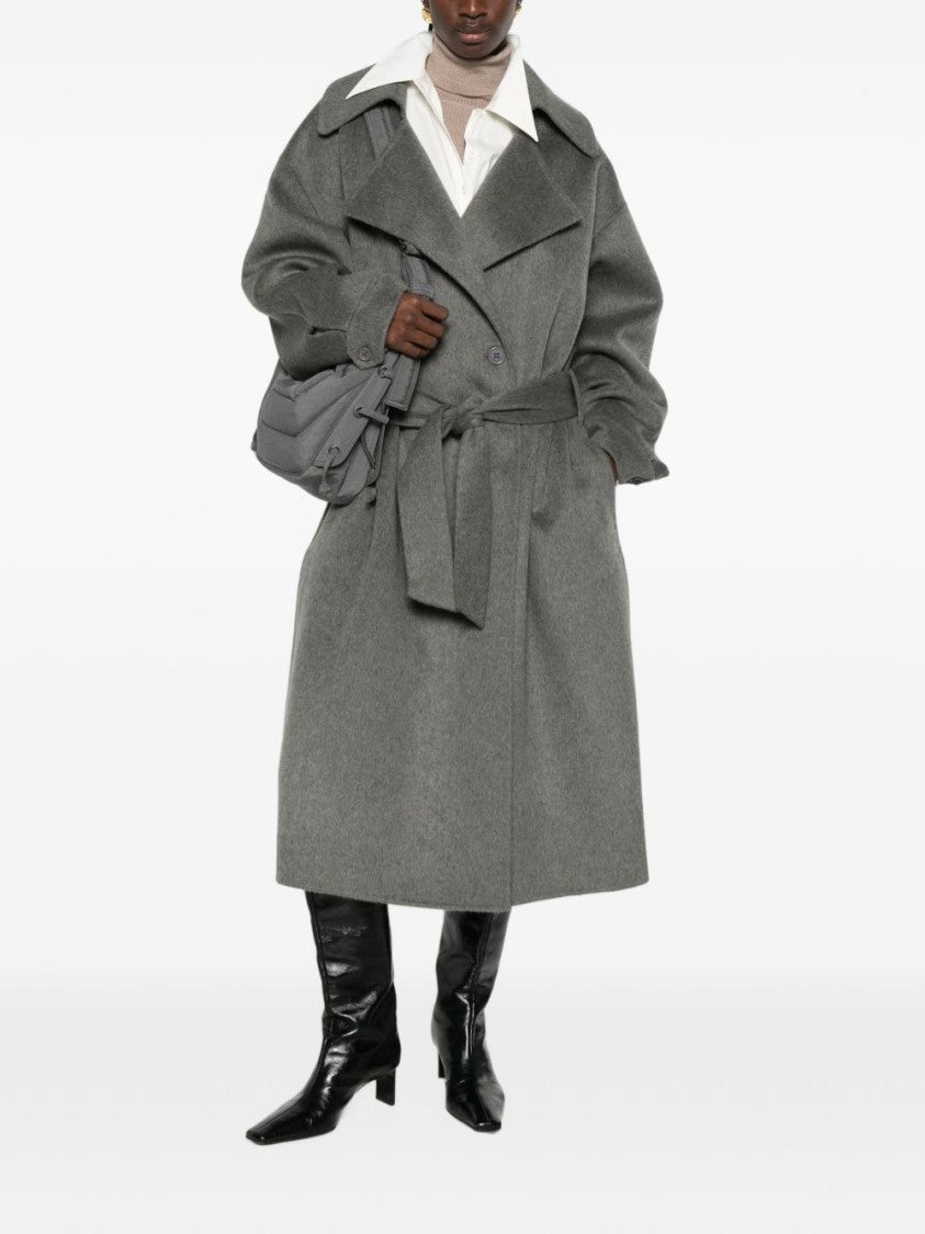 The Frankie Shop Double-Breasted Oversized Belted Coat