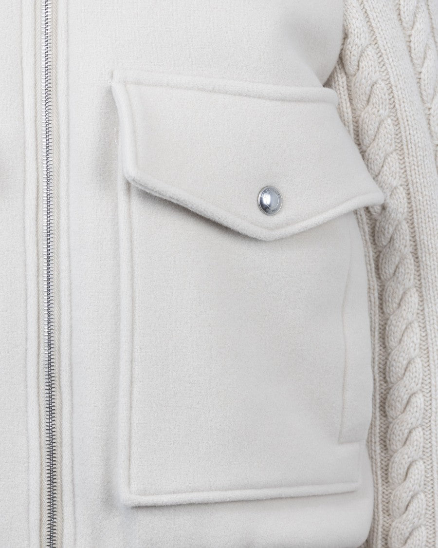 Eleventy Jacket With Knit Inserts - Beige