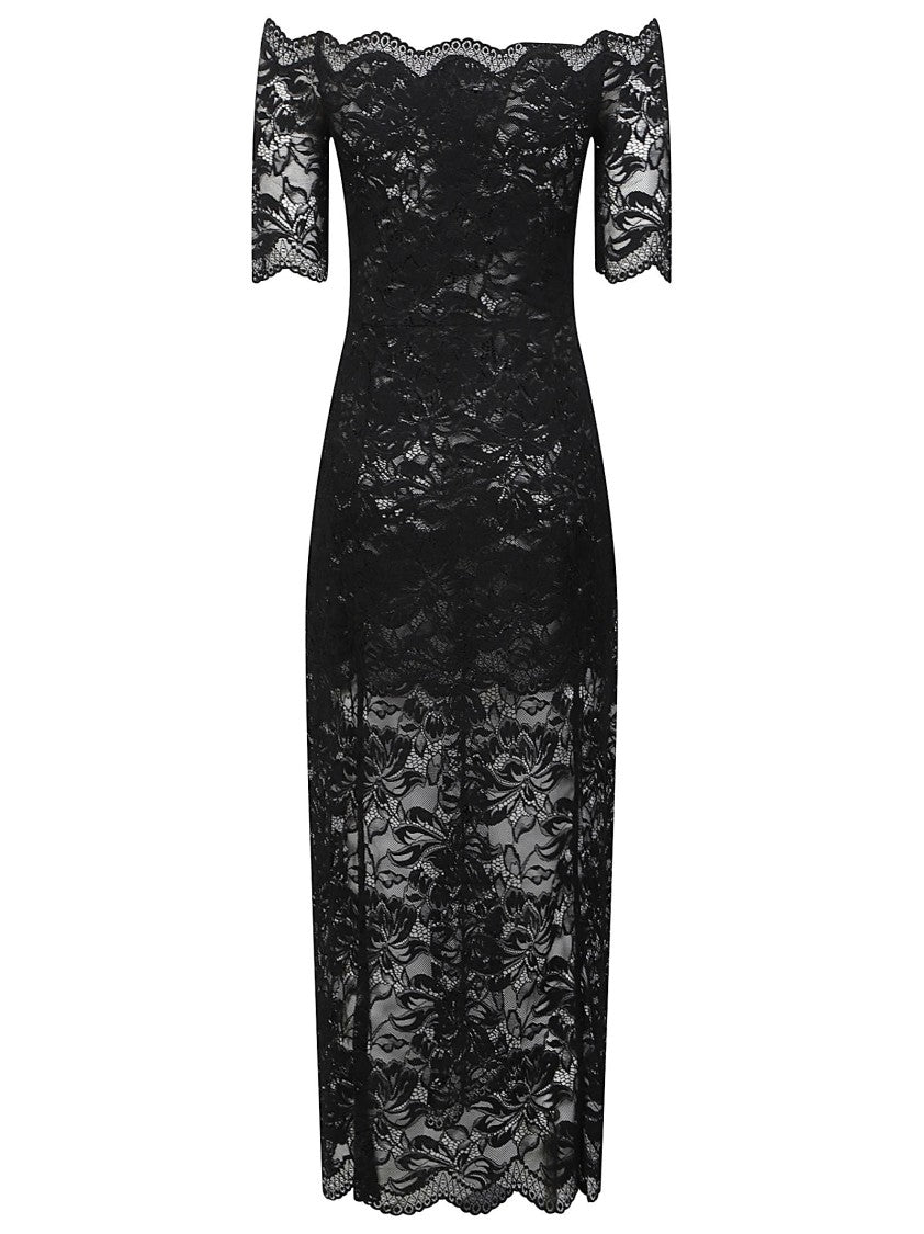 Rabanne Off-The-Shoulder Scalloped Lace Maxi Dress