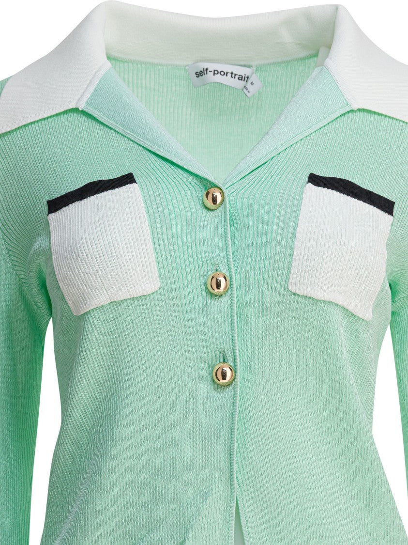 Self-Portrait Ribbed Viscose Knit Top