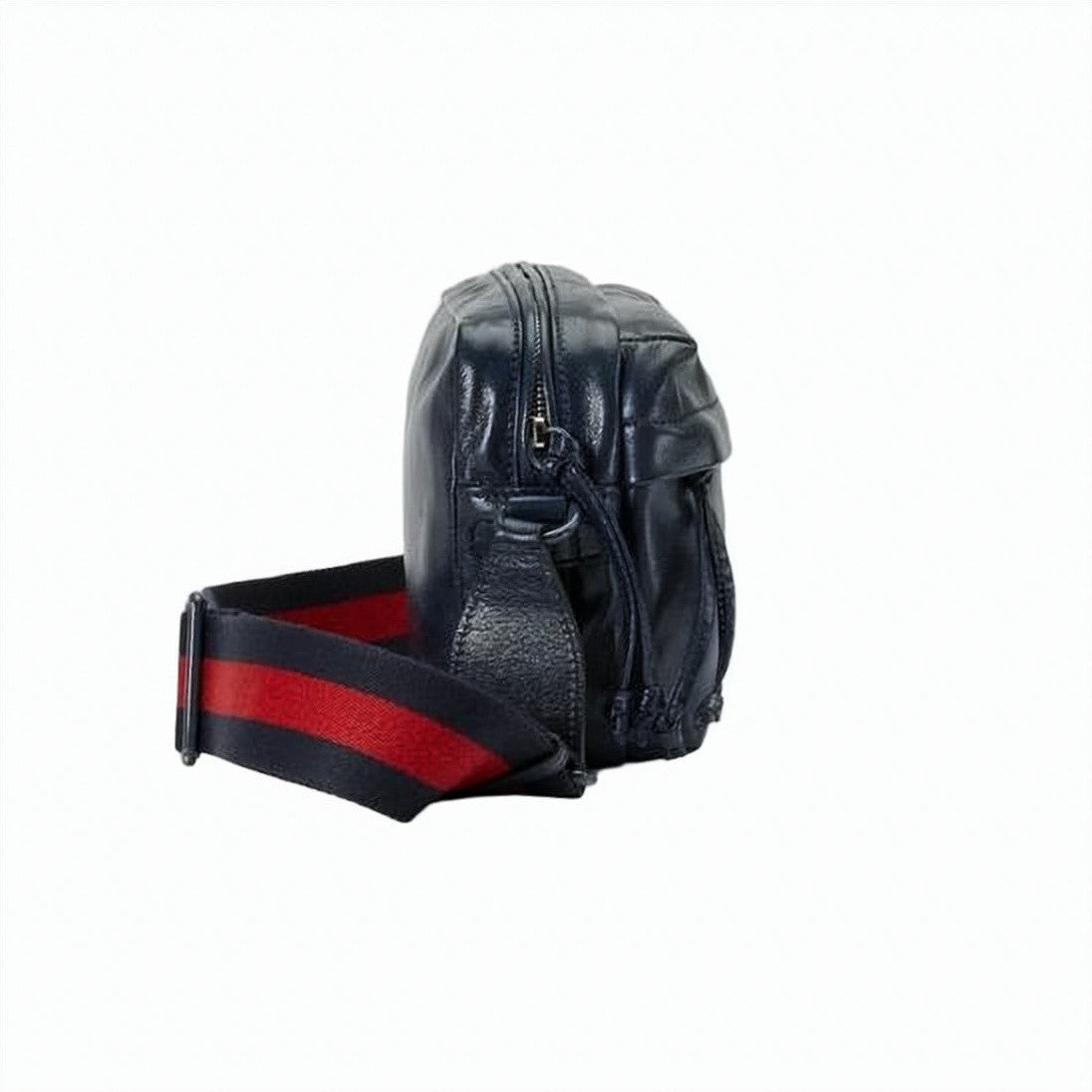 Gucci Smooth Leather Crossbody Bag With Adjustable Striped Strap