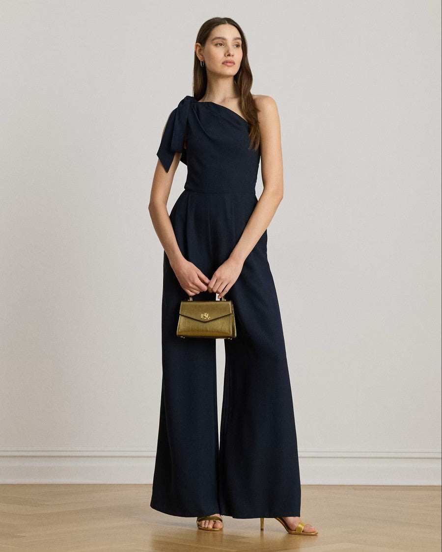 Lauren Ralph Lauren Navy Blue Satin Crepe Jumpsuit