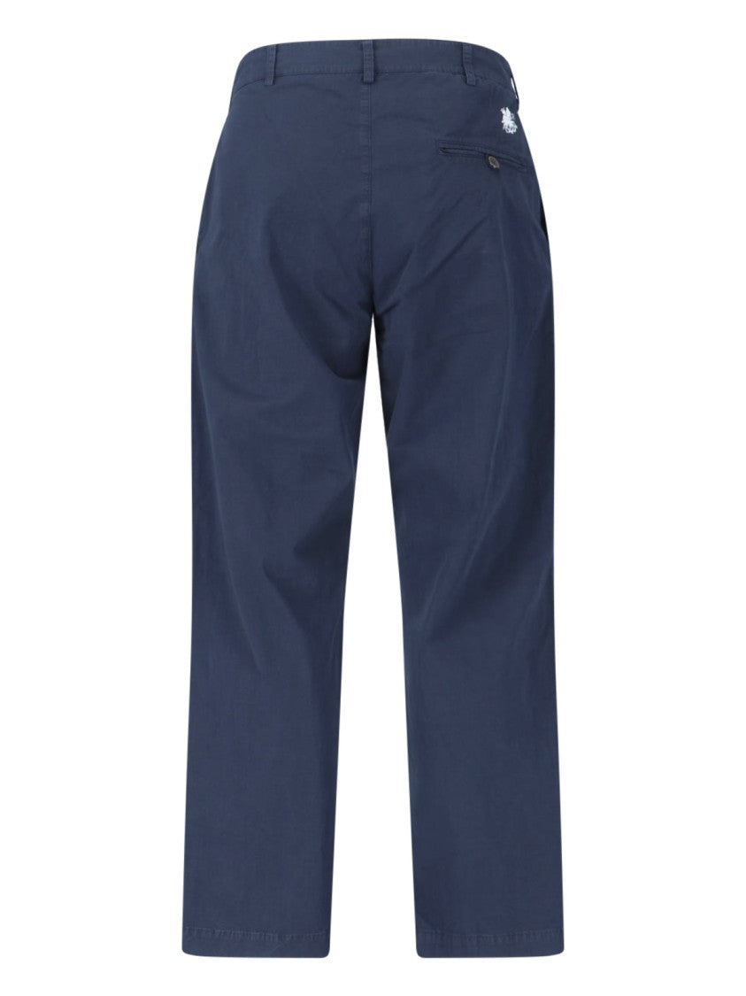 Ranra Blue Mid-Rise Cotton Straight Trousers
