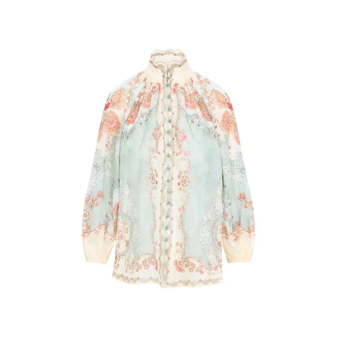 Zimmermann Ruffled Neckline Blouse With Floral Print
