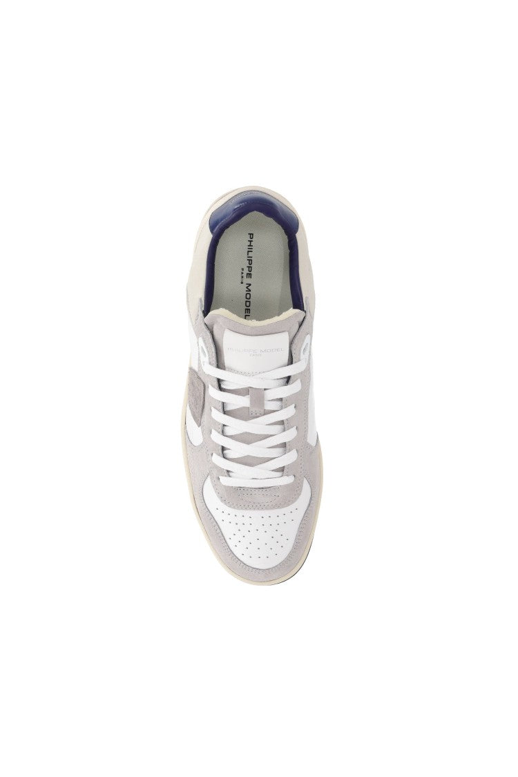 Philippe Model Pigalle Leather And Suede Blue Heel Sneakers