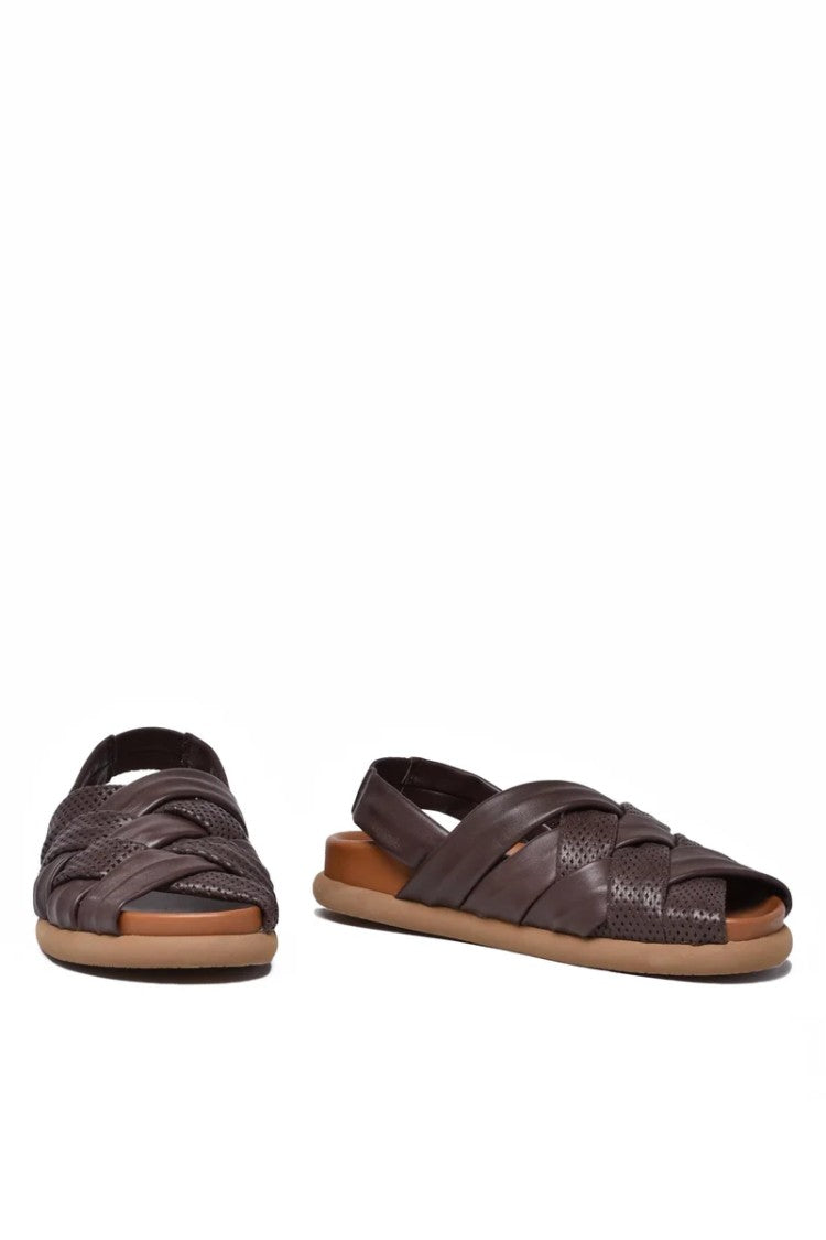 Patrizia Bonfanti Brown Woven Sandal With Handcrafted Design