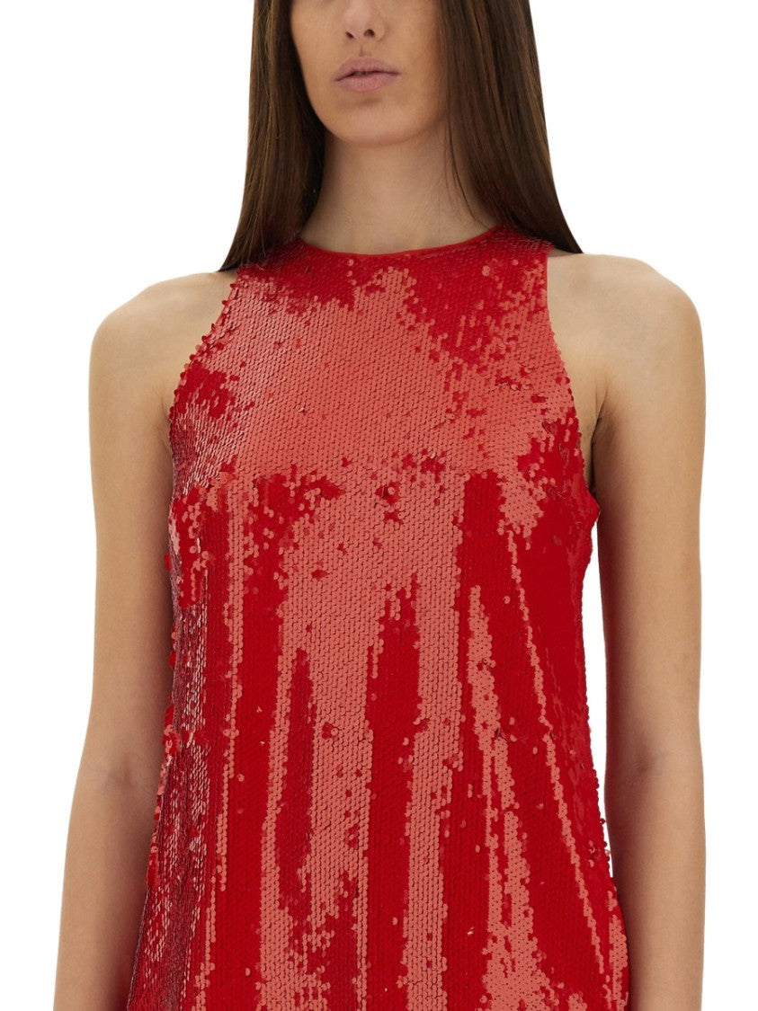 Msgm Red Sequined Dress