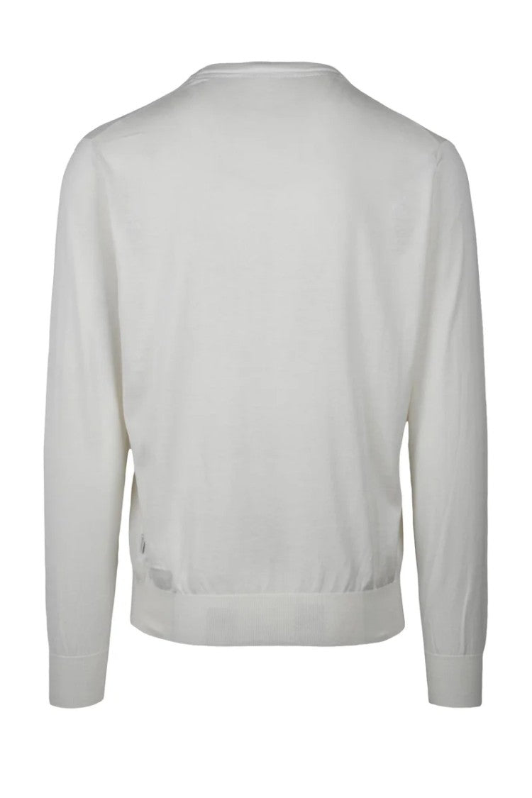 People Of Shibuya White Crewneck Cotton Silk Linen Men Sweater