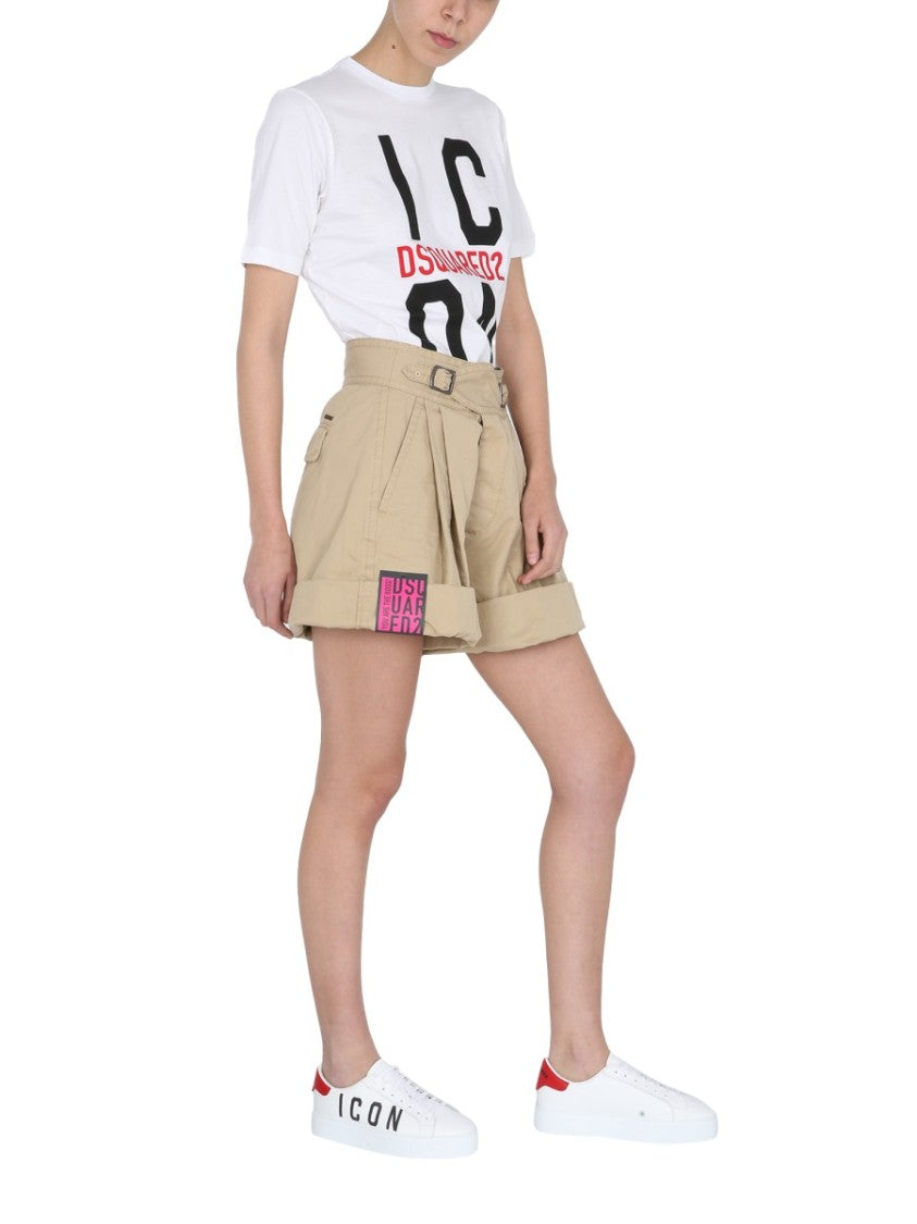 Dsquared2 High-Waisted Cargo Shorts With Double Buckle