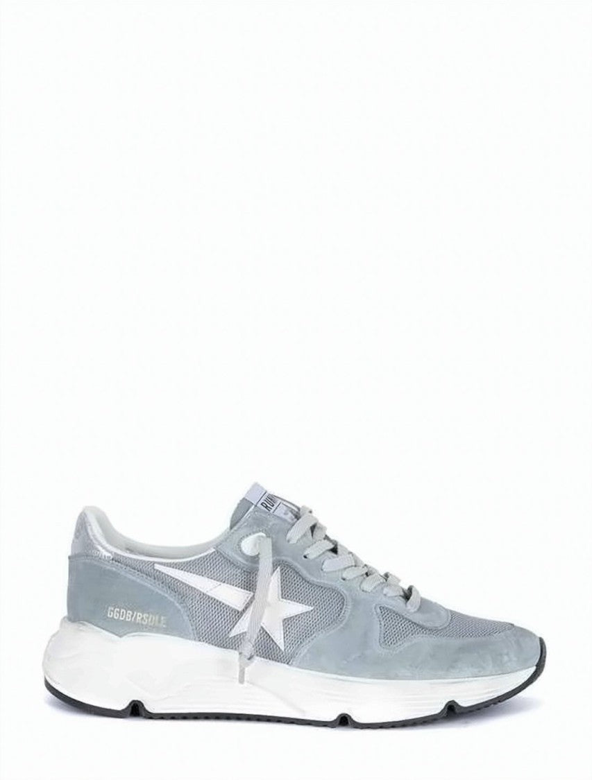 Golden Goose Light Grey-Blue Running Sole Sneakers With Suede