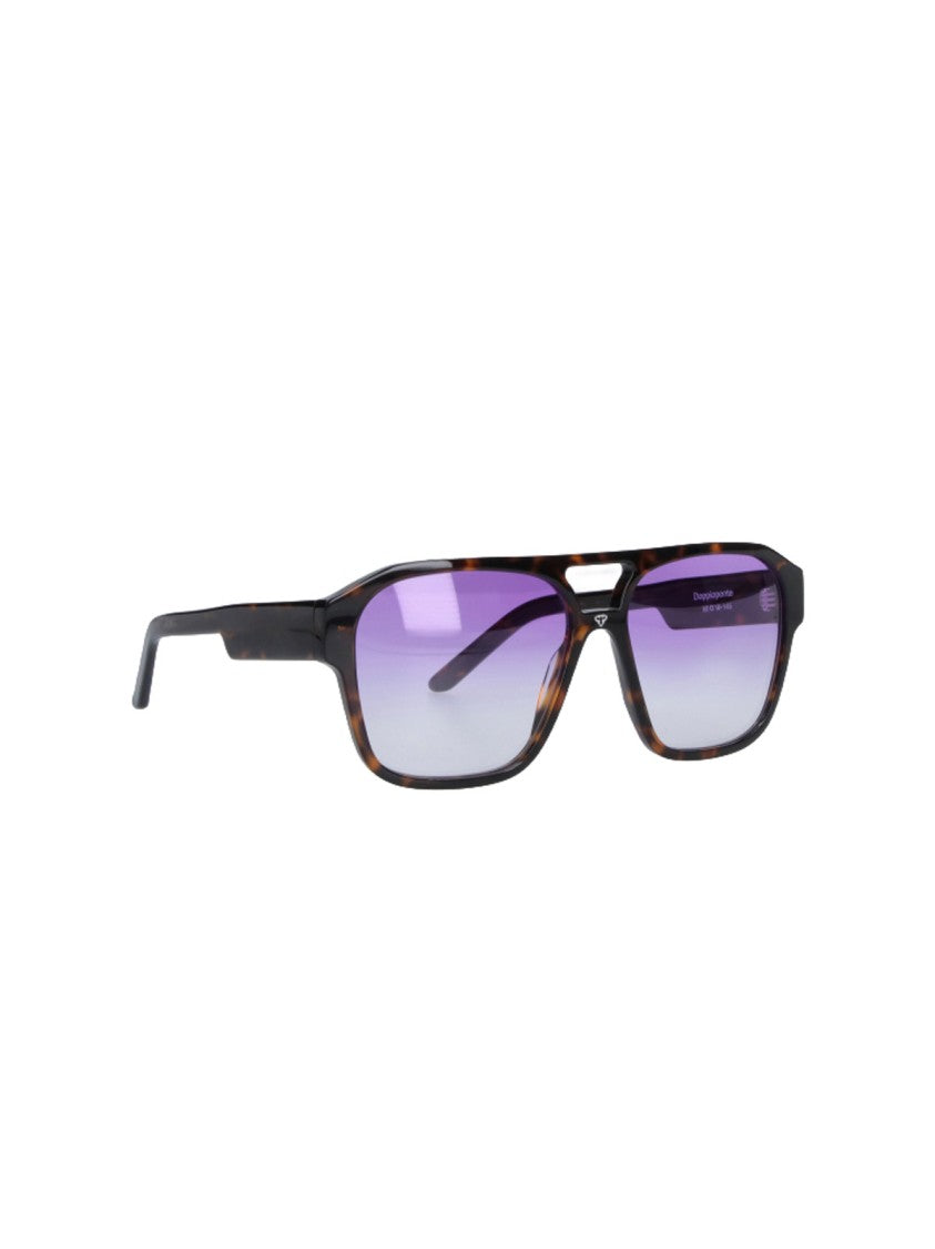 Facehide Double Bridge Rectangular Acetate Sunglasses With Gradient Lenses