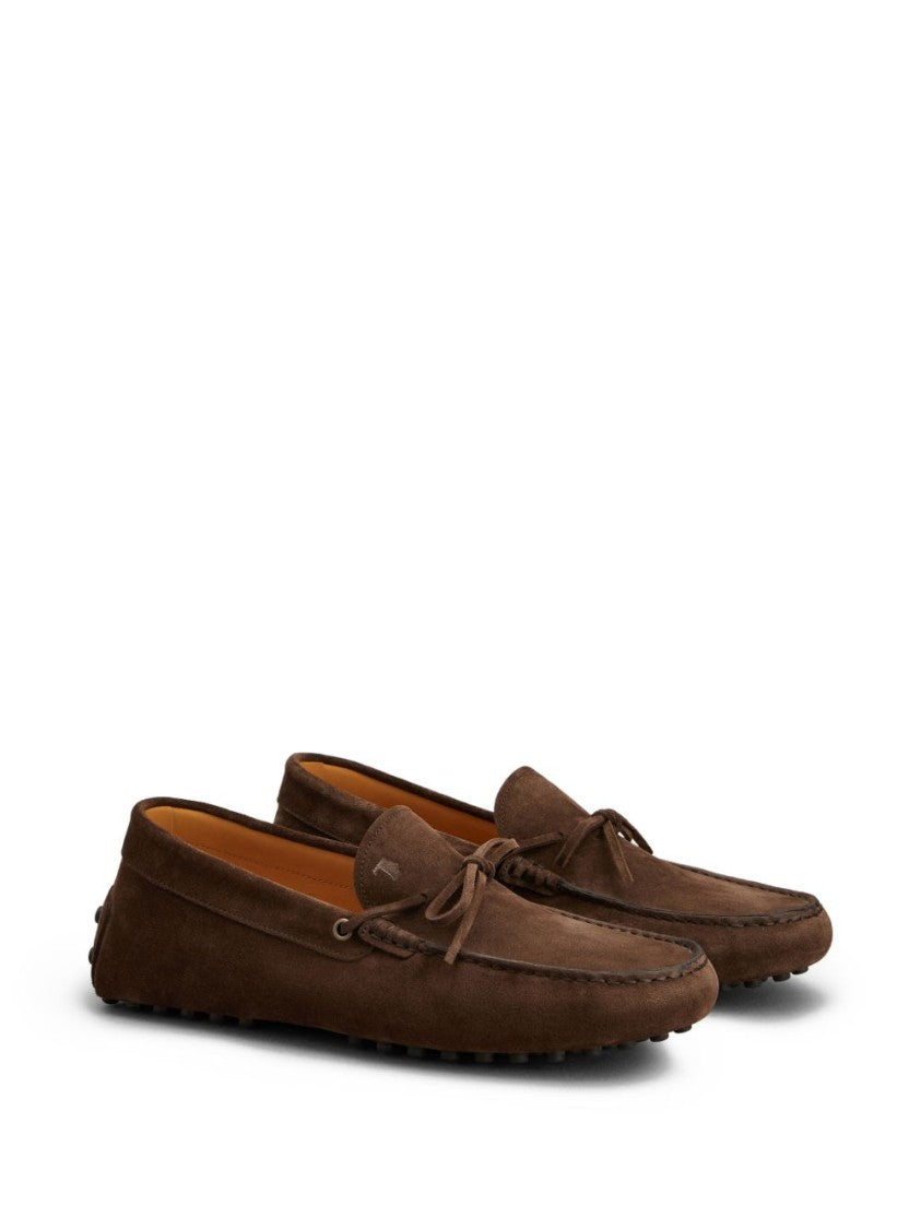 Tod's Moccasin Toe Loafers With Decorative Bow And Rubber Pebble Sole
