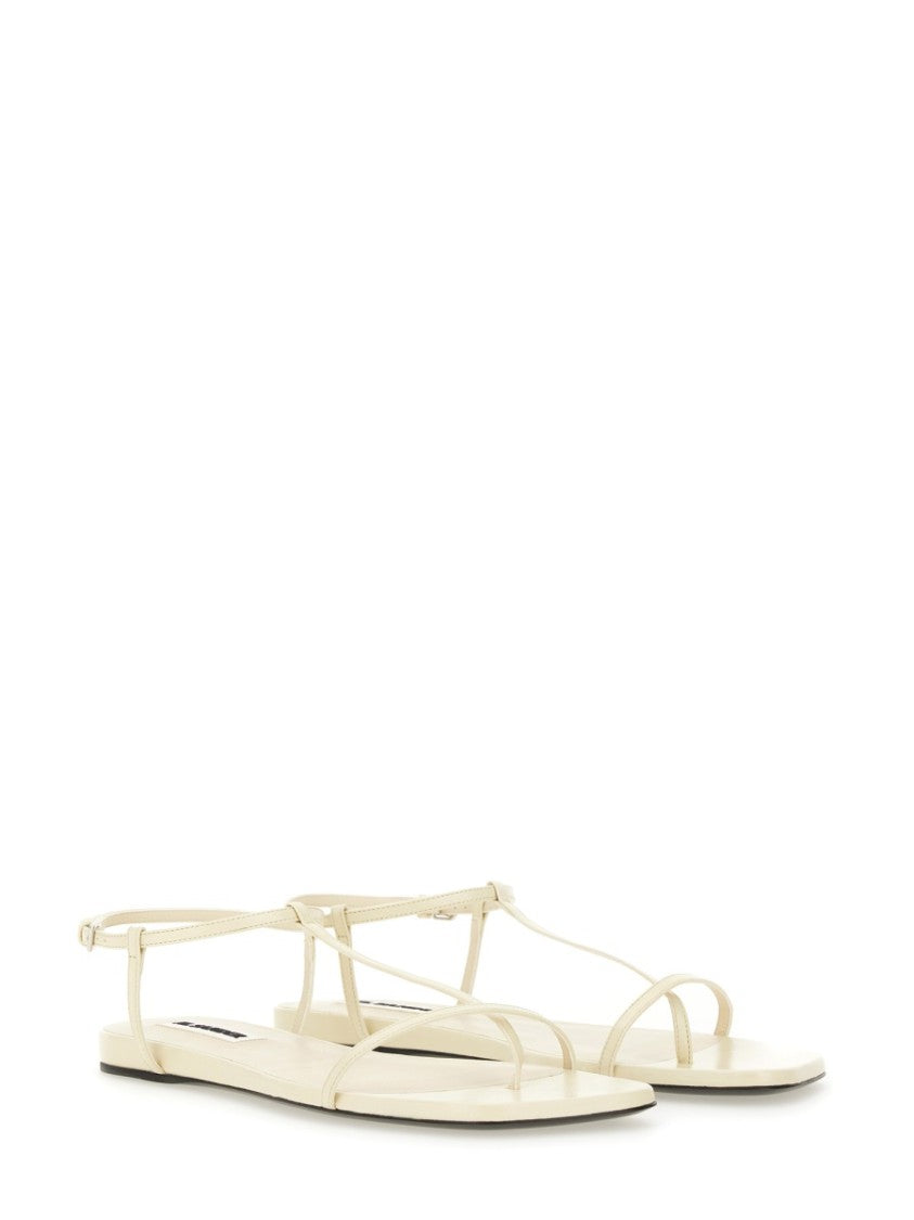 Jil Sander Leather Sandals With Ankle Strap