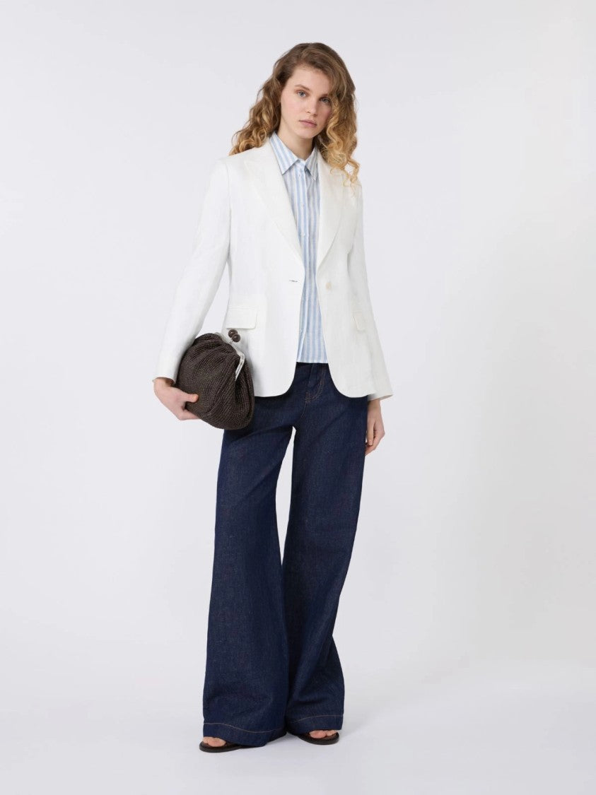 Max Mara Tailored White Blazer And Flap Pockets