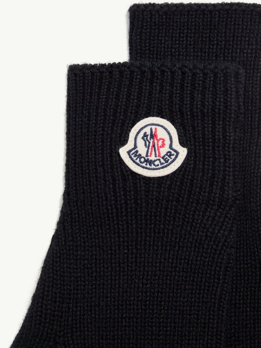 Moncler Ribbed Knitted Embroidered Logo Gloves