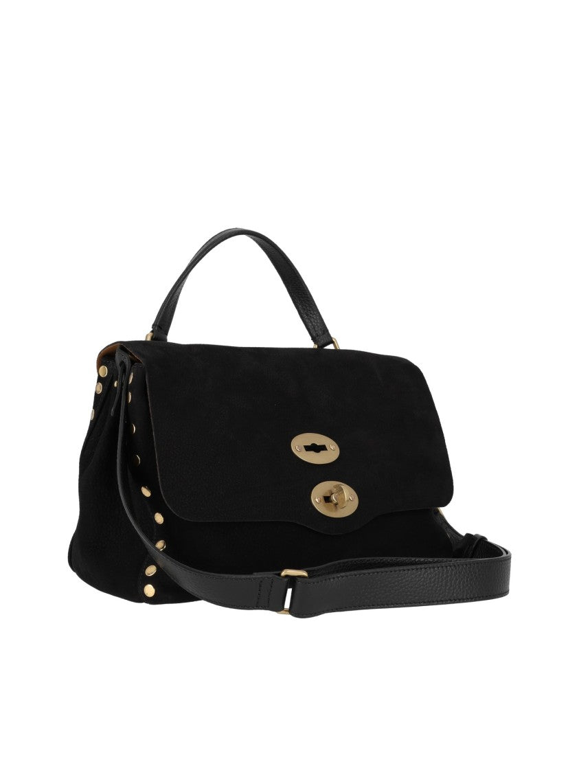 Zanellato Srl Black Postina Jones Nubuck Leather Handbag