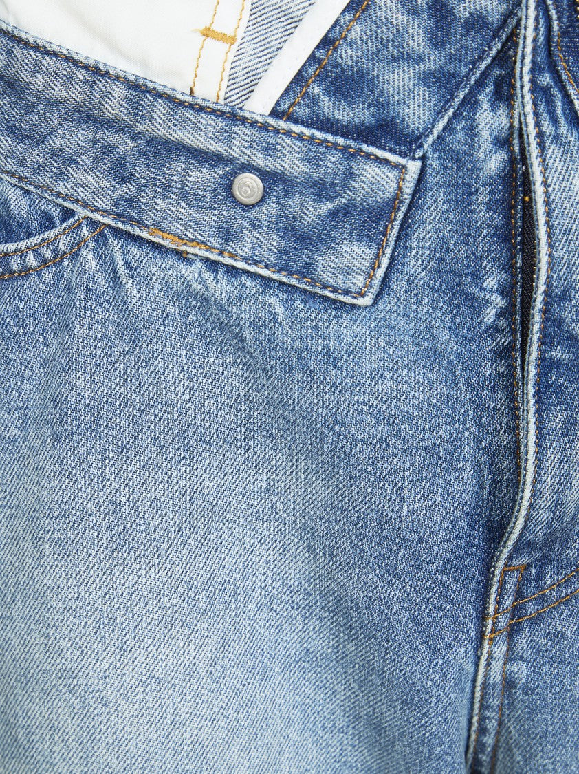 Mm6 By Maison Margiela Gradient Blue Straight Leg Mid Rise Jeans