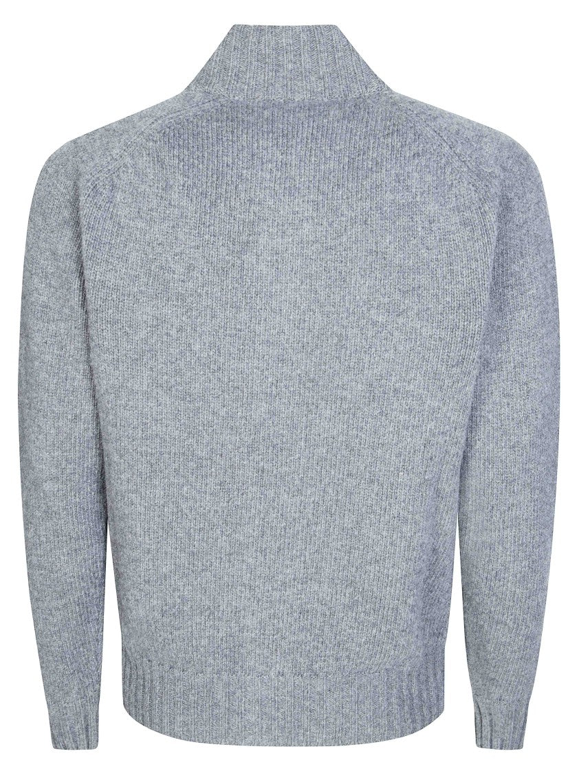 Altea Textured Knit Cardigan With Ribbed Collar And Metallic Buttons