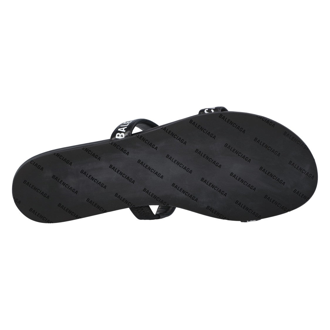 Balenciaga Round Flat Leather Sandals Black