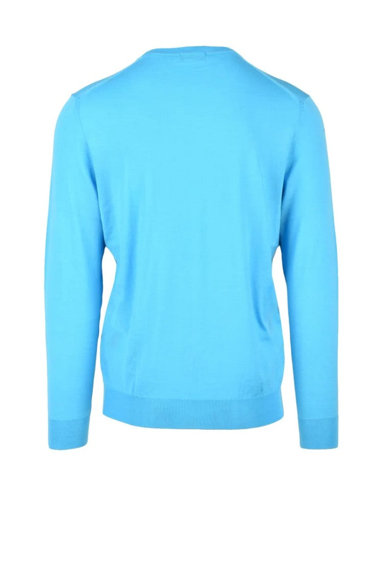 Drumohr V-Neck Merino Wool Sweater - Light Blue
