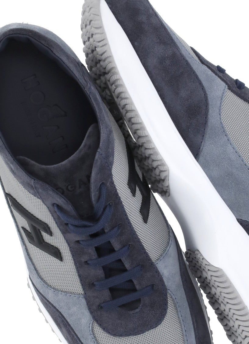 Hogan Blue Interactive Suede-Fabric Sneakers