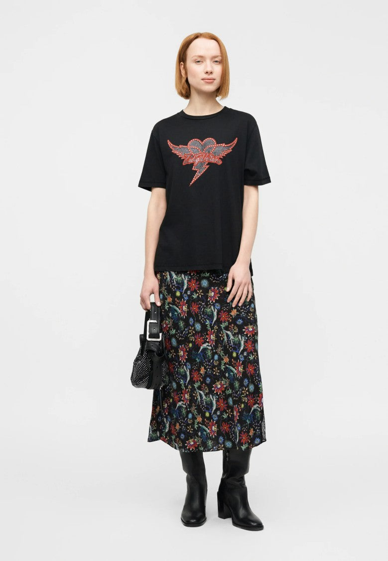 Zadig & Voltaire Midi Skirt With Floral And Abstract Pattern