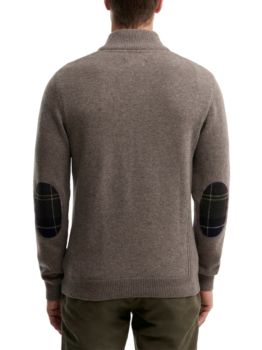 Barbour Wool Half-Zip Plaid Patch Sweater