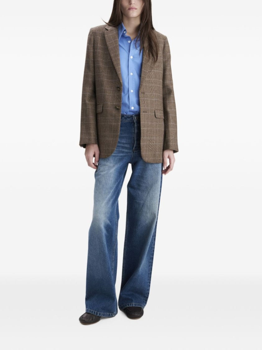 A.P.C. Classic Check Blazer In Warm Brown Tones