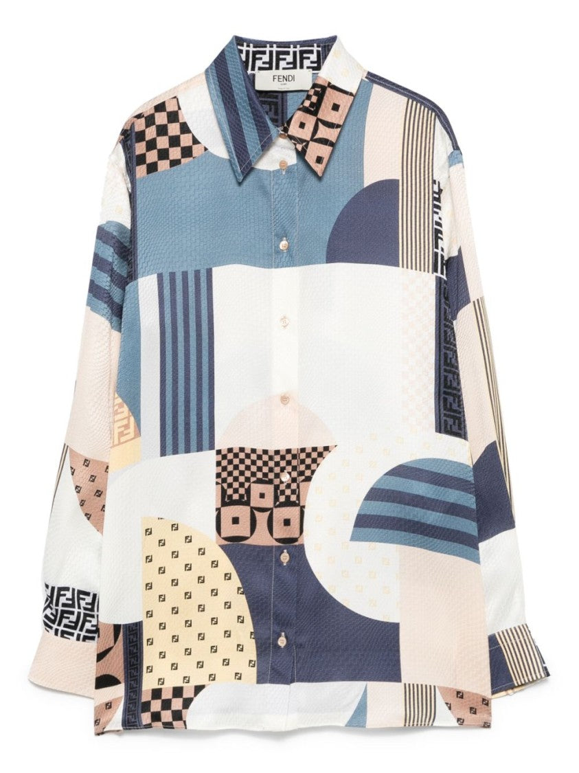 Fendi Silk Jacquard Crêpe Short-Sleeved Shirt