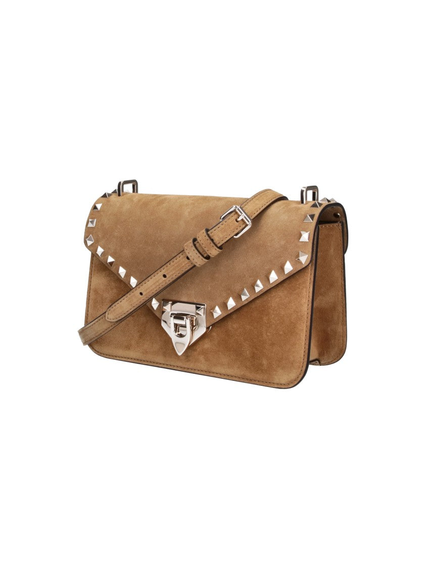 Valentino Garavani Brown Rockstud Suede Shoulder Bag