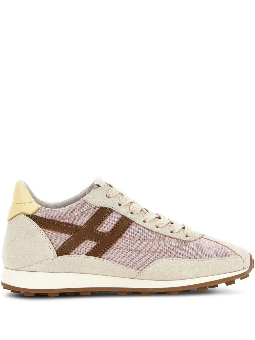 Hogan Pink Silk And Nylon Lace Sneakers