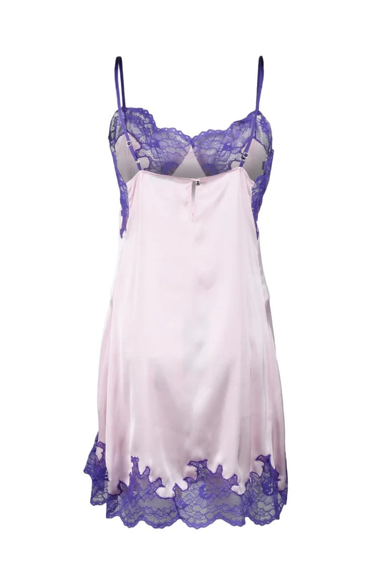 Paco Rabanne Lace-Trim Pink Mini Dress