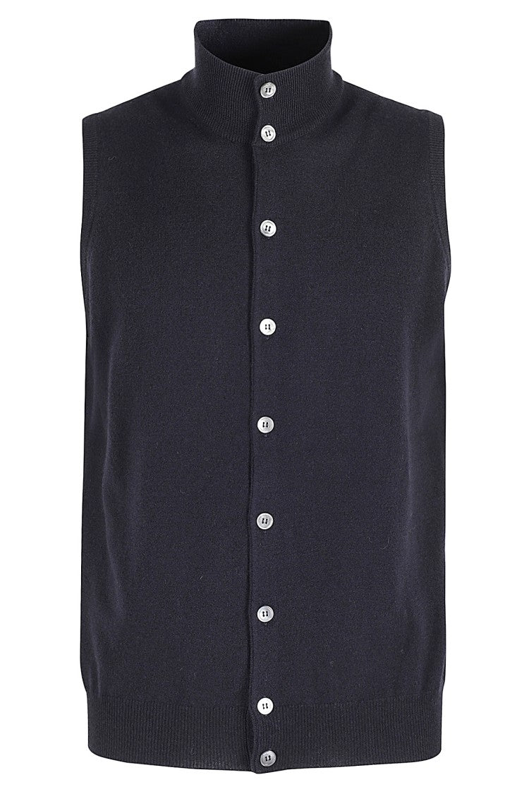 Filippo De Laurentis Black Gilet With High Collar