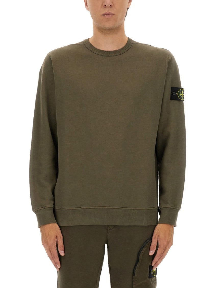 Stone Island Minimalist Organic Cotton Sweatshirt With Logo Patch