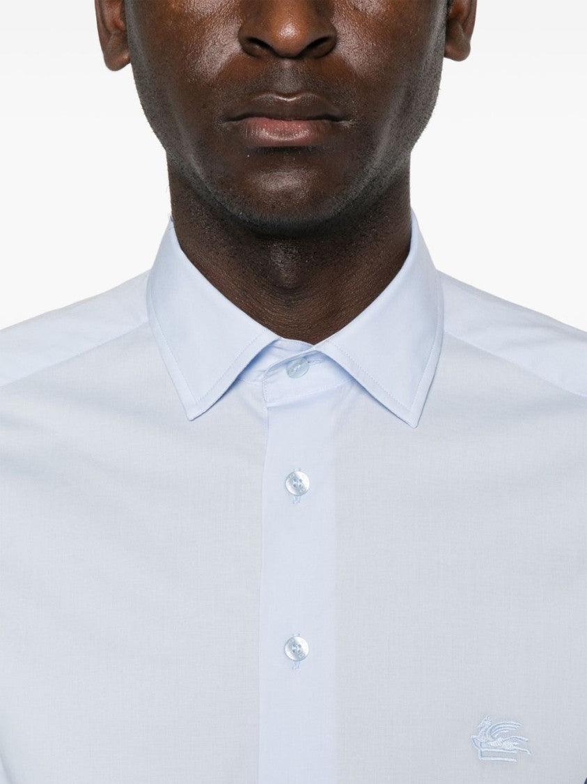 Etro Tailored Long-Sleeved Shirt In Clear Blue