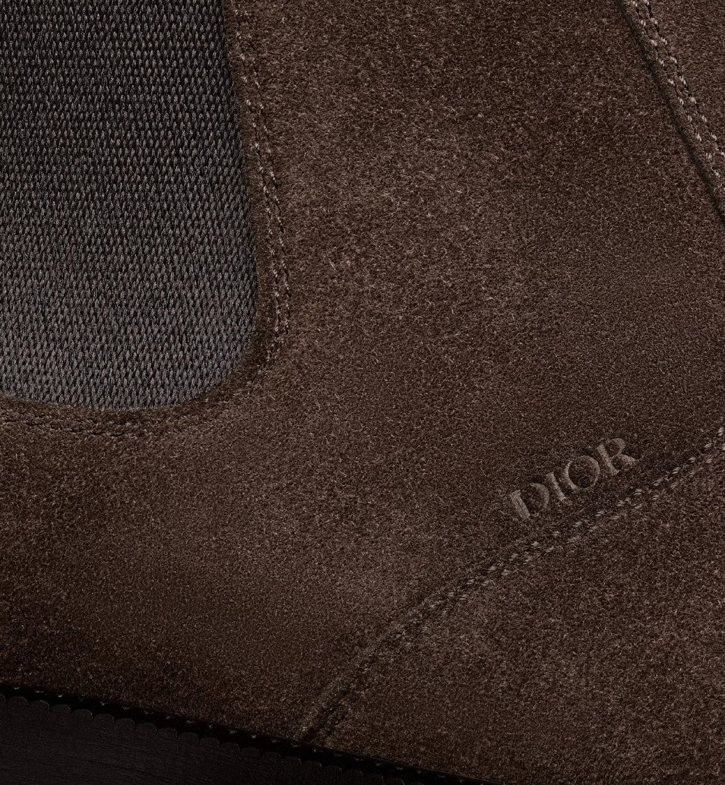 Christian Dior Brown Suede Elastic Side Chelsea Boots