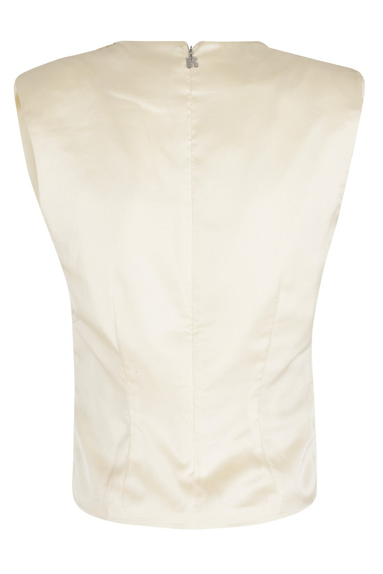 Rotate Yellow Front Draping Deep V-Neck Polyester Top