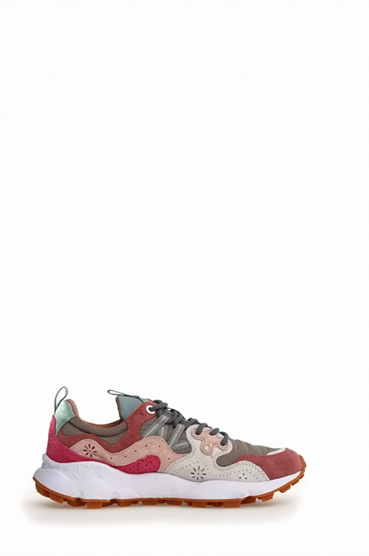 Flower Mountain Multicolor Printed Fabric Suede Trekking Laces Sneakers